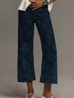 Anthropologie Maeve Colette Cropped Wide-Leg Jeans Size 32